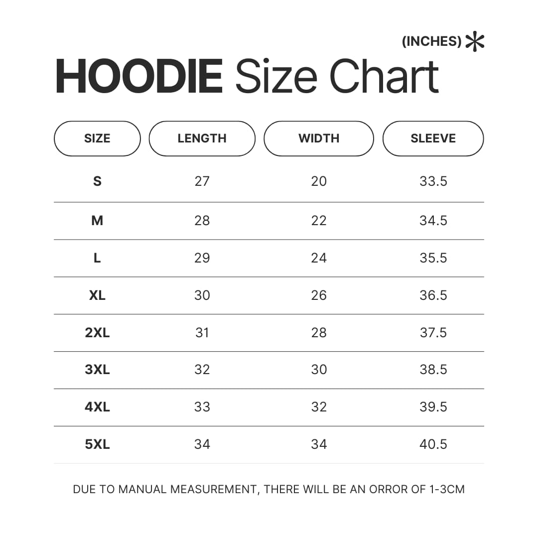 Hoodie Size Chart - Ahegao Merch
