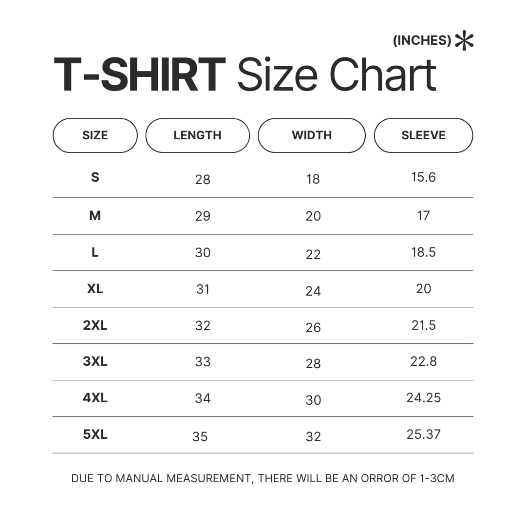 T shirt Size Chart - Ahegao Merch