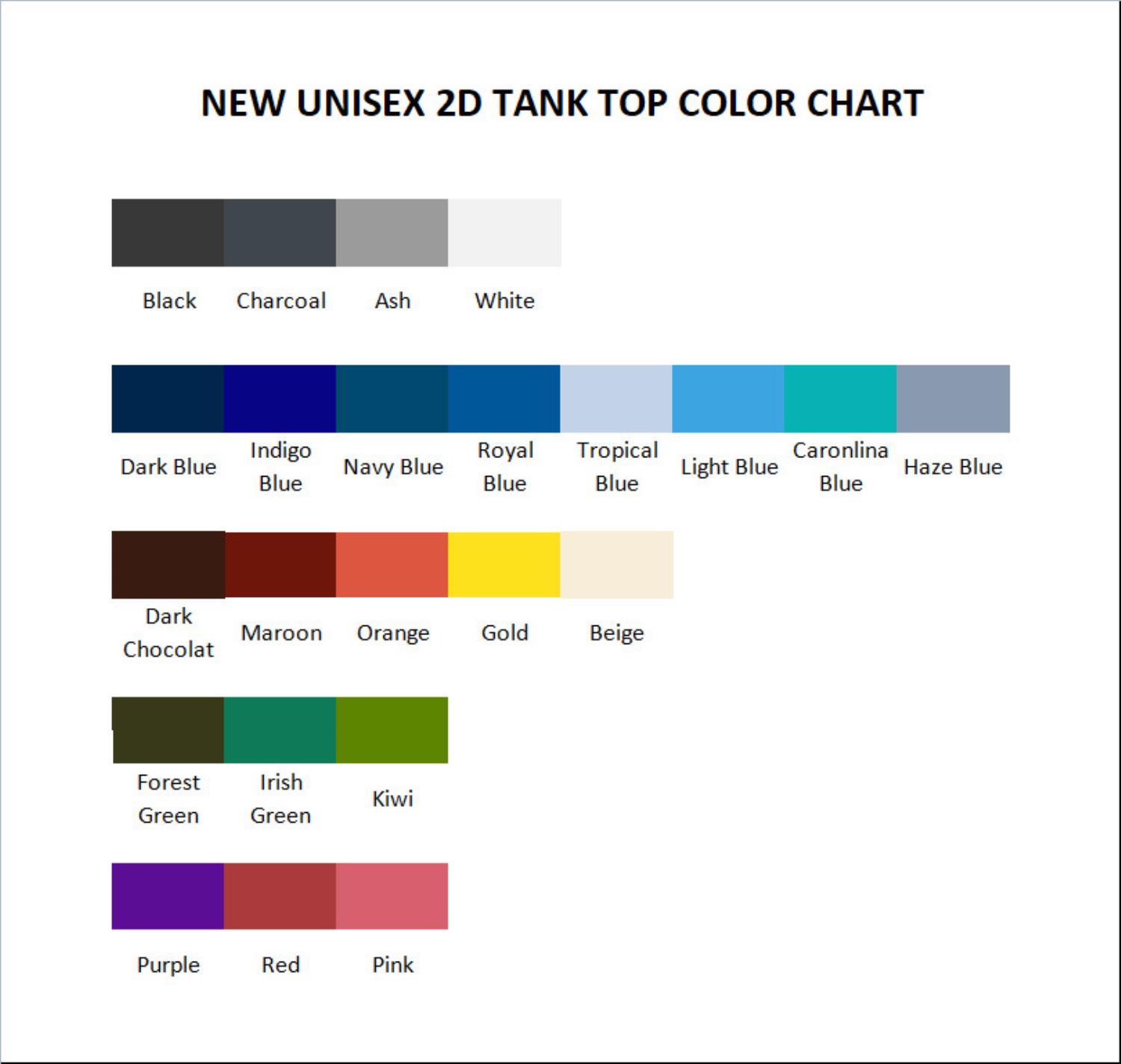 tank top color chart - Ahegao Merch