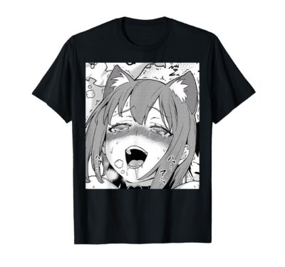 Cat Ahegao Girl Anime Otaku T-shirt