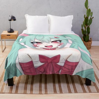 Anime Girl Ahegao Hot Girl Throw Blanket