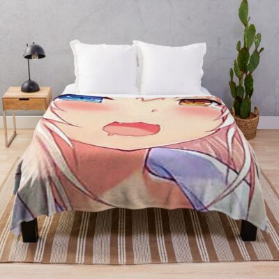 Enak Ahegao Hot Girl Throw Blanket