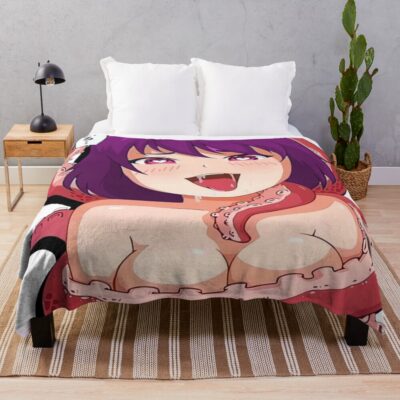 Ahegao Hot Anime Girl Throw Blanket