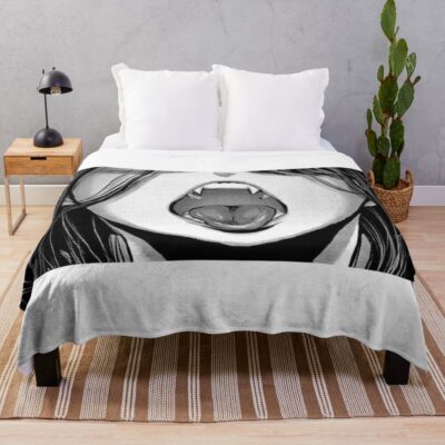 Ahegao Anime Girl Throw Blanket