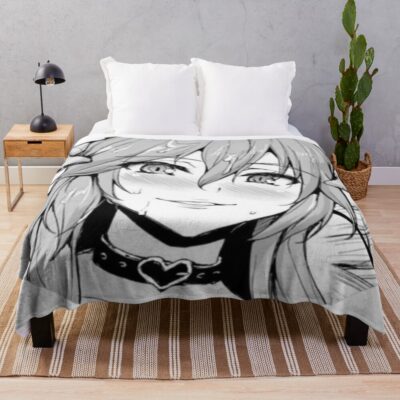 Ahegao Anime Girl Japanese Throw Blanket