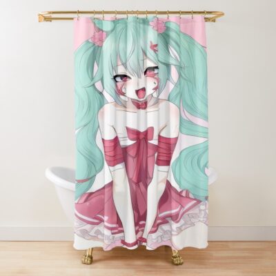 Anime Girl Ahegao Senpai Shower Curtain