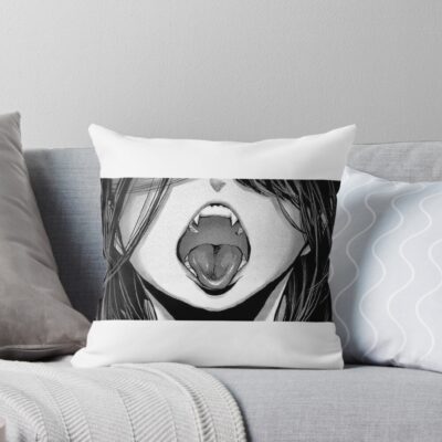 Ahegao Anime Girl Throw Pillow