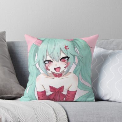 Anime Girl Ahegao Hot Girl Throw Pillow