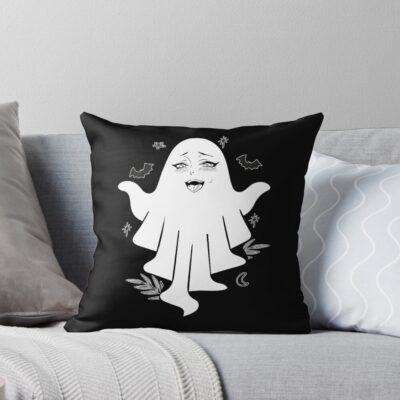 Ahegao Anime Ghost Face Throw Pillow