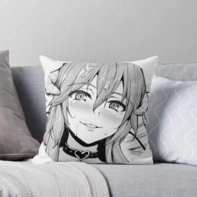Ahegao Anime Girl Japanese Throw Pillow